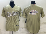 MLB Los Angeles Dodgers Cream Team Big Logo Cool Base Stitched Baseball Jersey