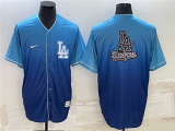 MLB Los Angeles Dodgers Blue Team Big Logo Cool Base Stitched Baseball Jersey