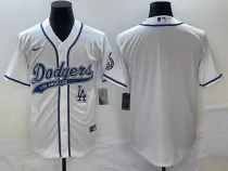 MLB Los Angeles Dodgers White Team Big Logo Cool Base Stitched Baseball Jersey