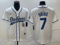 MLB Los Angeles Dodgers #7 Julio Urías White With Patch Cool Base Stitched Baseball Jersey