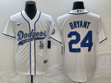 MLB Los Angeles Dodgers #24 Bryant White With Patch Cool Base Stitched Baseball Jersey