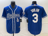 MLB Los Angeles Dodgers #3 Chris Taylor Blue With Patch Cool Base Stitched Baseball Jersey