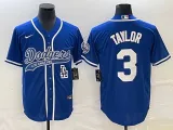 MLB Los Angeles Dodgers #3 Chris Taylor Blue With Patch Cool Base Stitched Baseball Jersey