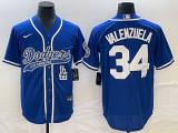 MLB Los Angeles Dodgers #34 Toro Valenzuela Blue With Patch Cool Base Stitched Baseball Jersey