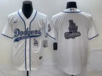 MLB Los Angeles Dodgers White Team Big Logo With Patch Cool Base Stitched Baseball