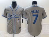 MLB Los Angeles Dodgers #7 Julio Urías Grey With Patch Cool Base Stitched Baseball Jersey