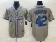 MLB Los Angeles Dodgers #42 Robinson Grey With Patch Cool Base Stitched Baseball Jersey