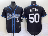 MLB Los Angeles Dodgers #50 Mookie Betts Black With Patch Cool Base Stitched Baseball Jersey