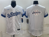 MLB Los Angeles Dodgers White Team Big Logo Flex Base Stitched Baseball Jersey