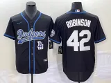 MLB Los Angeles Dodgers #42 Robinson Black With Patch Cool Base Stitched Baseball Jersey