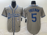 MLB Los Angeles Dodgers #5 Freeman Grey With Patch Cool Base Stitched Baseball Jersey