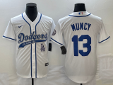 MLB Los Angeles Dodgers #13 Muncy White With Patch Cool Base Stitched Baseball Jersey