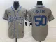 MLB Los Angeles Dodgers #50 Mookie Betts Grey With Patch Cool Base Stitched Baseball Jersey