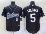 MLB Los Angeles Dodgers #5 Freeman Black With Patch Cool Base Stitched Baseball Jersey