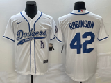 MLB Los Angeles Dodgers #42 Robinson White With Patch Cool Base Stitched Baseball Jersey