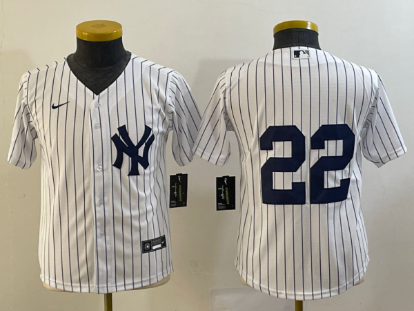 Youth New York Yankees #22 Harrison Bader White Game Baseball Jersey