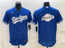 MLB Los Angeles Dodgers Blue Team Big Logo Flex Base Stitched Baseball Jersey