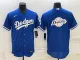 MLB Los Angeles Dodgers Blue Team Big Logo Flex Base Stitched Baseball Jersey