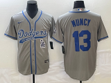 MLB Los Angeles Dodgers #13 Muncy Grey With Patch Cool Base Stitched Baseball Jersey