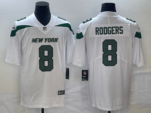 Men's New York Jets #8 Aaron Rodgers White Vapor Untouchable Limited Jersey