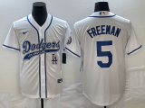 MLB Los Angeles Dodgers #5 Freeman White With Patch Cool Base Stitched Baseball Jersey