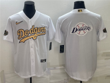 MLB Los Angeles Dodgers White Team Big Logo Cool Base Stitched Baseball Jersey