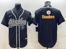 Men's Pittsburgh Steelers Black Reflective Team Big Logo With Patch Jersey