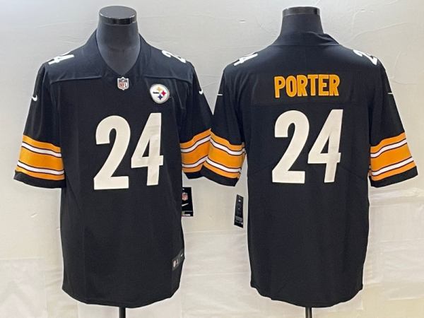 Men's Pittsburgh Steelers #24 Joey Porter Jr. Black 2023 Draft Vapor Untouchable Limited Jersey