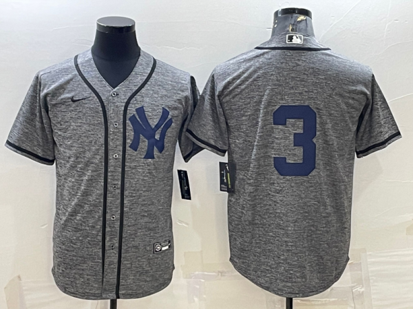 MLB New York Yankees #3 Babe Ruth Gray Fashion Jersey