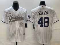 Men's New York Yankees #48 Anthony Rizzo White With Patch Baseball Jersey