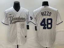 Men's New York Yankees #48 Anthony Rizzo White With Patch Baseball Jersey
