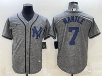 MLB New York Yankees #7 Mickey Mantle Gray Fashion Jersey