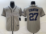 MLB New York Yankees #27 Giancarlo Stanton Gray With Patch  Baseball Nike Jersey