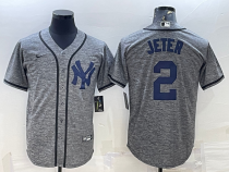MLB New York Yankees #2 Derek Jeter Gray Fashion Jersey