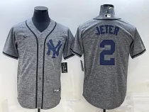 MLB New York Yankees #2 Derek Jeter Gray Fashion Jersey