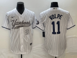 MLB New York Yankees #11 Anthony Volpe White With Patch Baseball Jersey