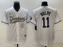 MLB New York Yankees #11 Anthony Volpe White With Patch Baseball Jersey