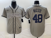 MLB New York Yankees #48 Anthony Rizzo  Gray With Patch  Baseball Nike Jersey