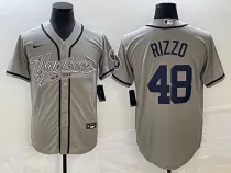 MLB New York Yankees #48 Anthony Rizzo  Gray With Patch  Baseball Nike Jersey
