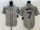 MLB New York Yankees #7 Mickey Mantle Gray With Patch  Baseball Nike Jersey