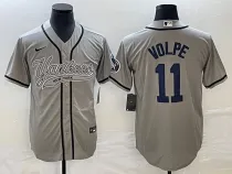 MLB New York Yankees #11 Anthony Volpe Gray With Patch  Baseball Nike Jersey