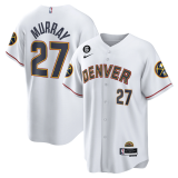 NBA Denver Nuggets #27 Jamal Murray White With No.6 Patch Baseball Jersey