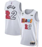 NBA Miami Heat #22 Jimmy Butler White 2022/23 City Edition With NO.6 Patch Stitched Jersey