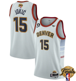NBA Denver Nuggets #15 Nikola Jokic White 2023 Finals Icon Edition With NO.6 Patch Jersey