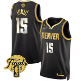 NBA Denver Nuggets #15 Nikola Jokic Black 2023 Finals Collection With NO.6 Patch Jersey