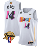 NBA Miami Heat #14 Tyler Herro White 2023 Finals City Edition With NO.6 Patch Stitched Jersey
