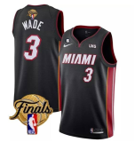 NBA Miami Heat #3 Dwyane Wade Black 2023 Finals Icon Edition With NO.6 Patch Stitched Jersey