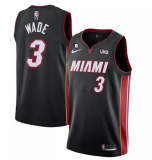 NBA Miami Heat #3 Dwyane Wade Black With NO.6 Patch Stitched Jersey