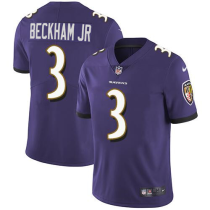 Men's Baltimore Ravens #3 Odell Beckham Jr. Purple Vapor Untouchable Limited Jersey