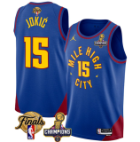 NBA Denver Nuggets #15 Nikola Jokic Blue 2023 Nuggets Champions Patch And Finals Jersey